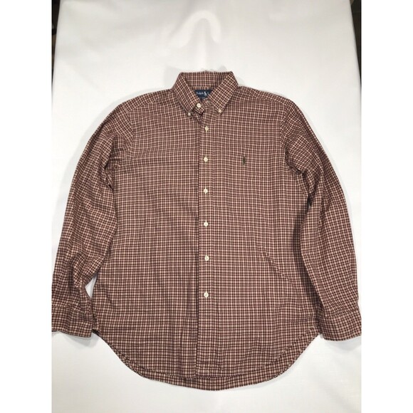Ralph Lauren Polo Oxford Button Up Red Plaid Long Sleeve L Shirt Classic Fit - Picture 1 of 9